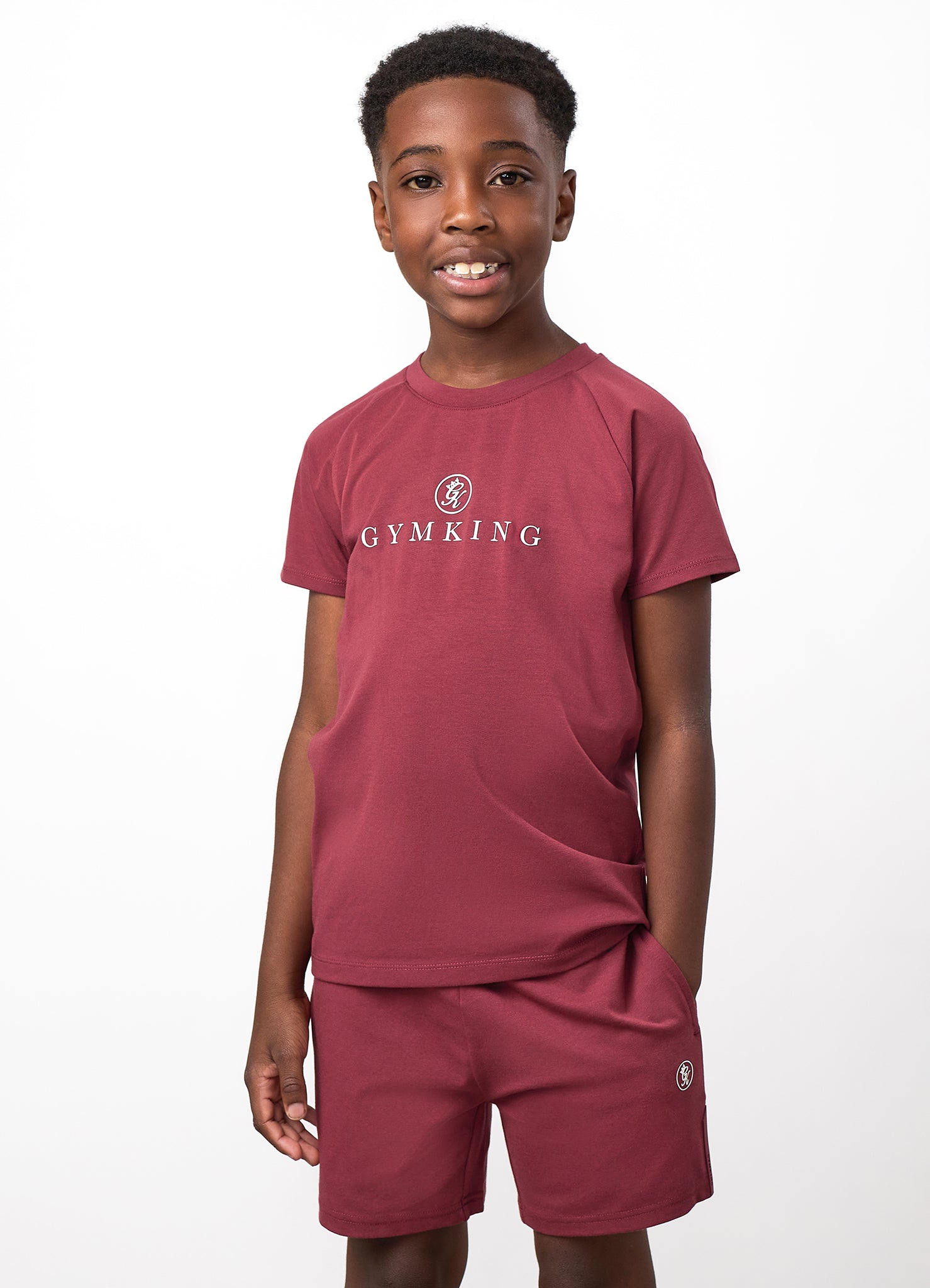 Gym King Older Kids Pro Logo Tee - Wine Red