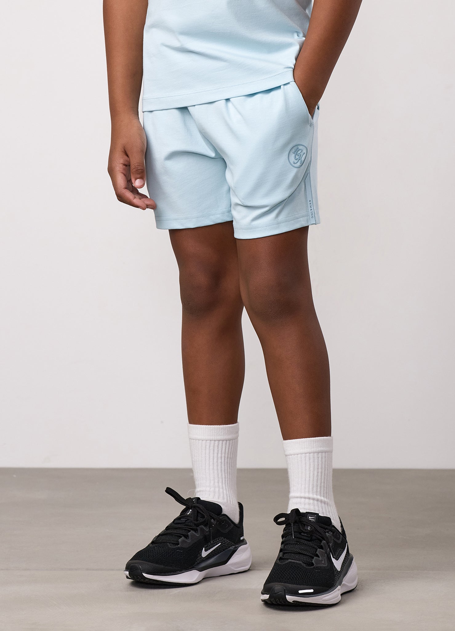 Gym King Kids Pro Jersey Short - Blue Chalk