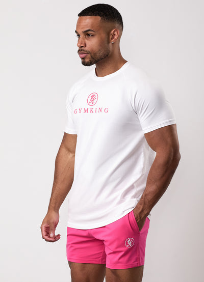 Gym King Pro Jersey Tee - White/Raspberry
