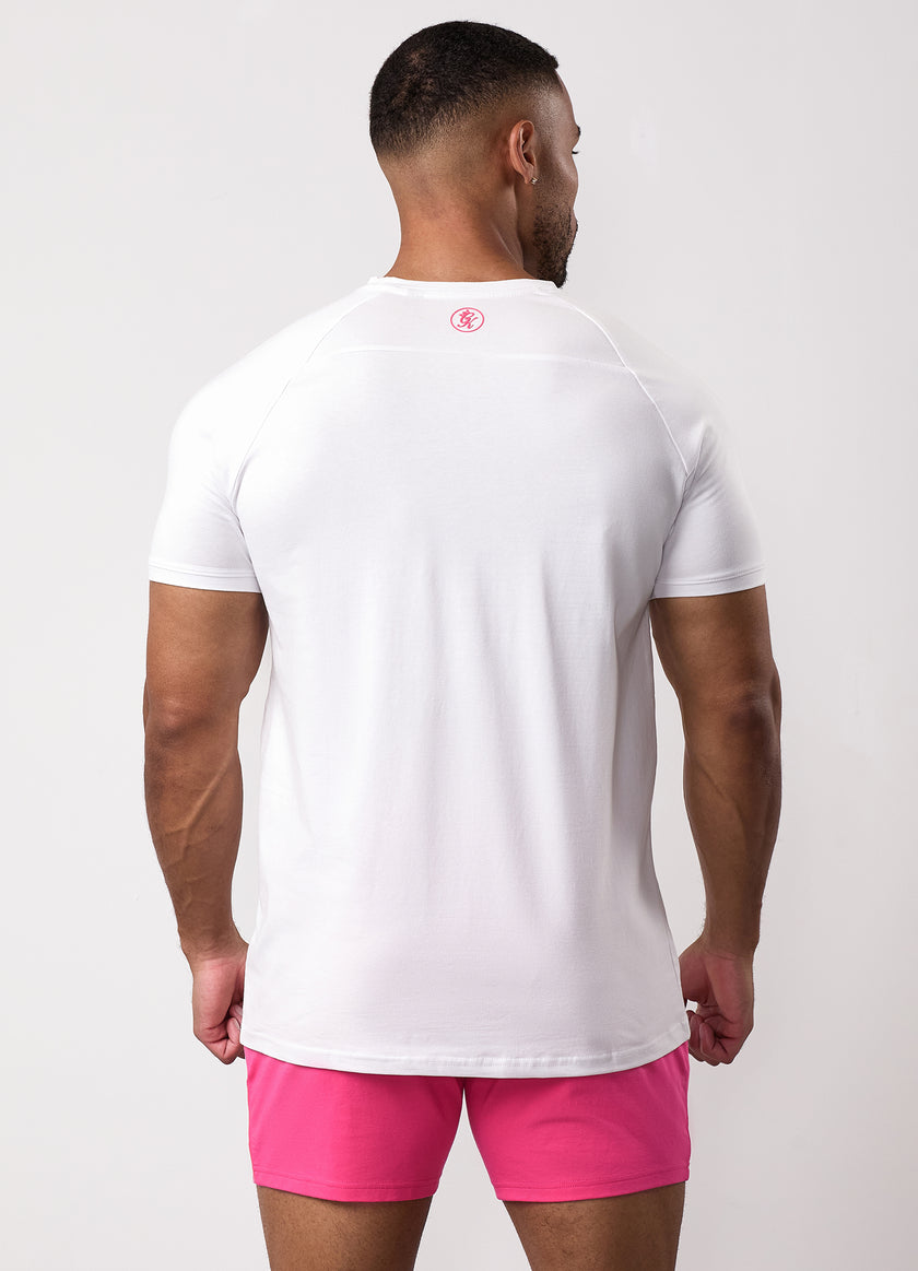 Gym King Pro Jersey Tee - White/Raspberry