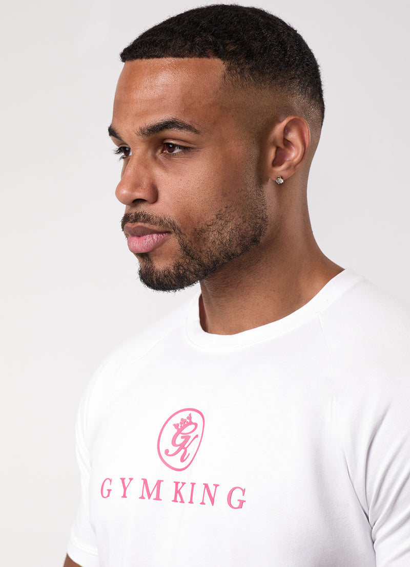 Gym King Pro Jersey Tee - White/Raspberry