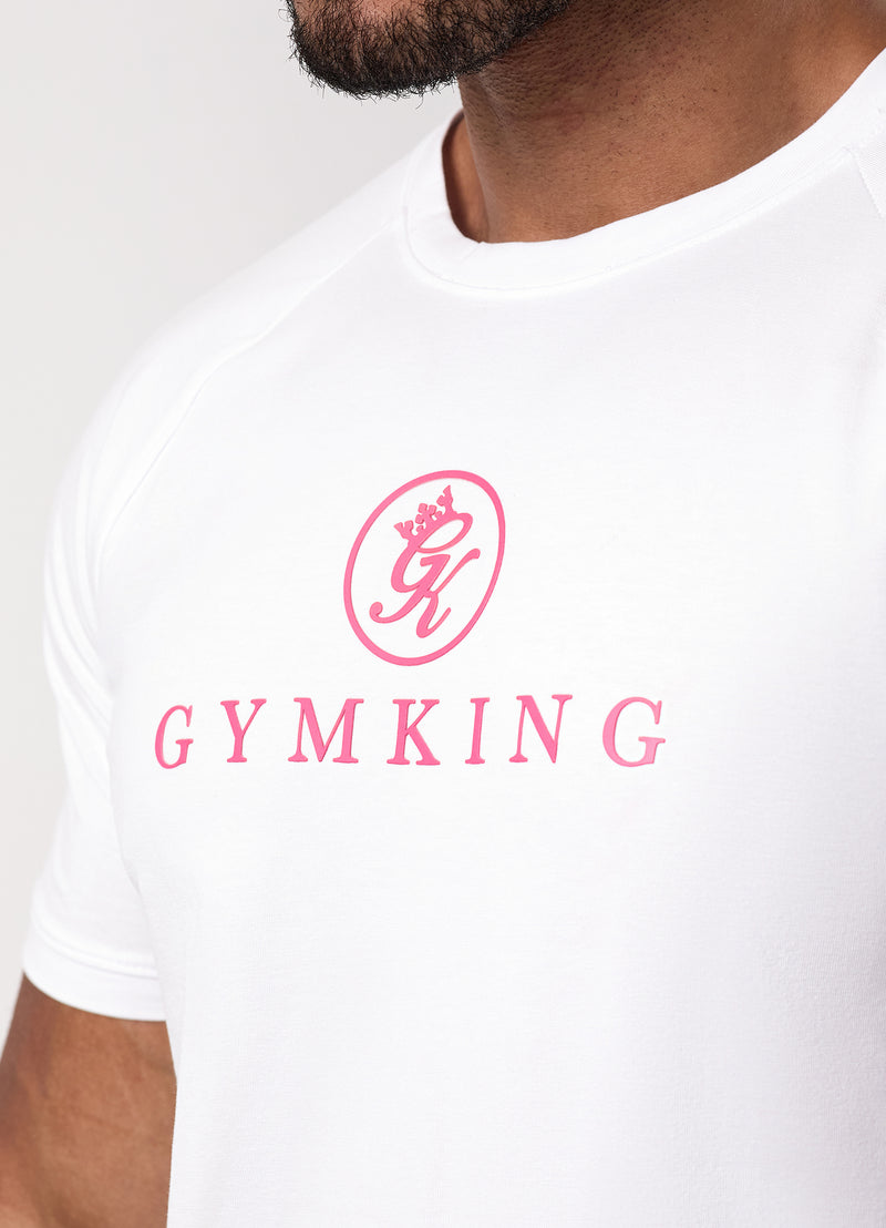 Gym King Pro Jersey Tee - White/Raspberry