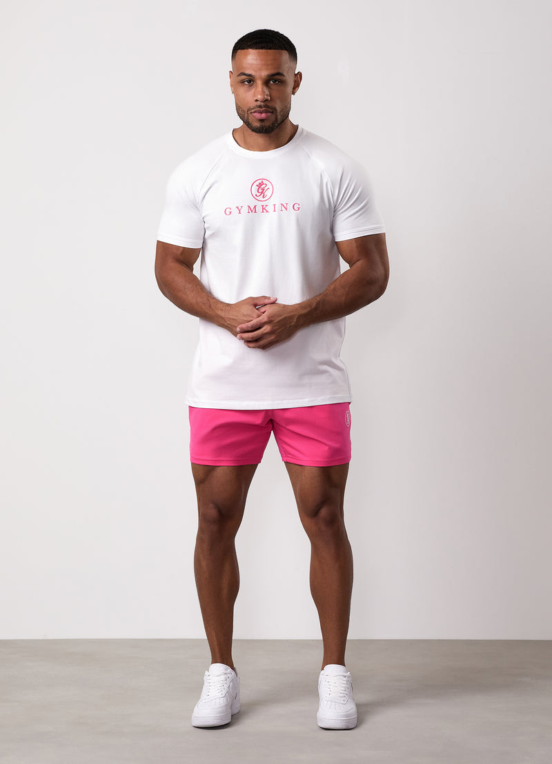 Gym King Pro Jersey Tee - White/Raspberry