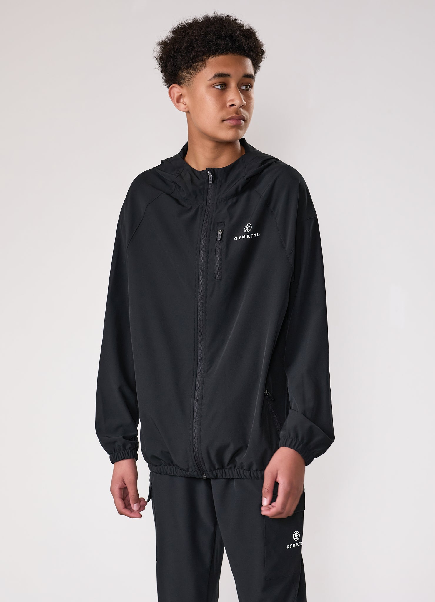 Gym King Kids Pro Woven Hood Tracksuit - Black