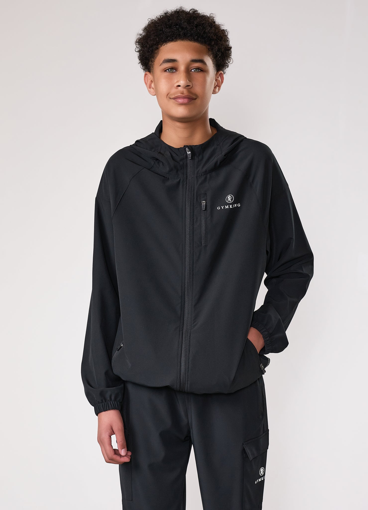 Gym King Kids Pro Woven Hood Tracksuit - Black