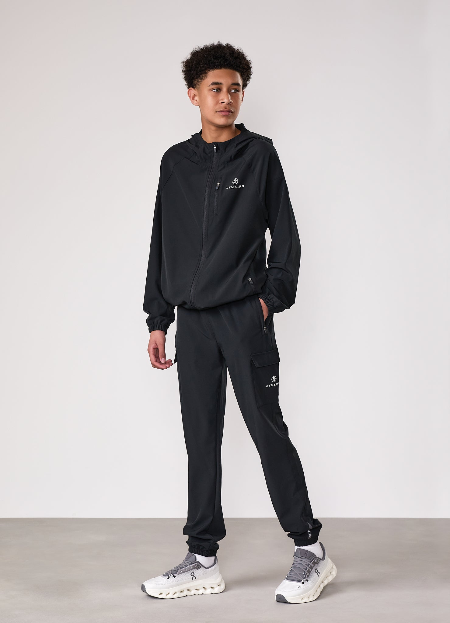 Gym King Kids Pro Woven Hood Tracksuit - Black