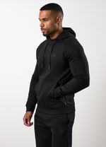 Gym King Pro Logo Fleece Hood Tracksuit - Black/Black