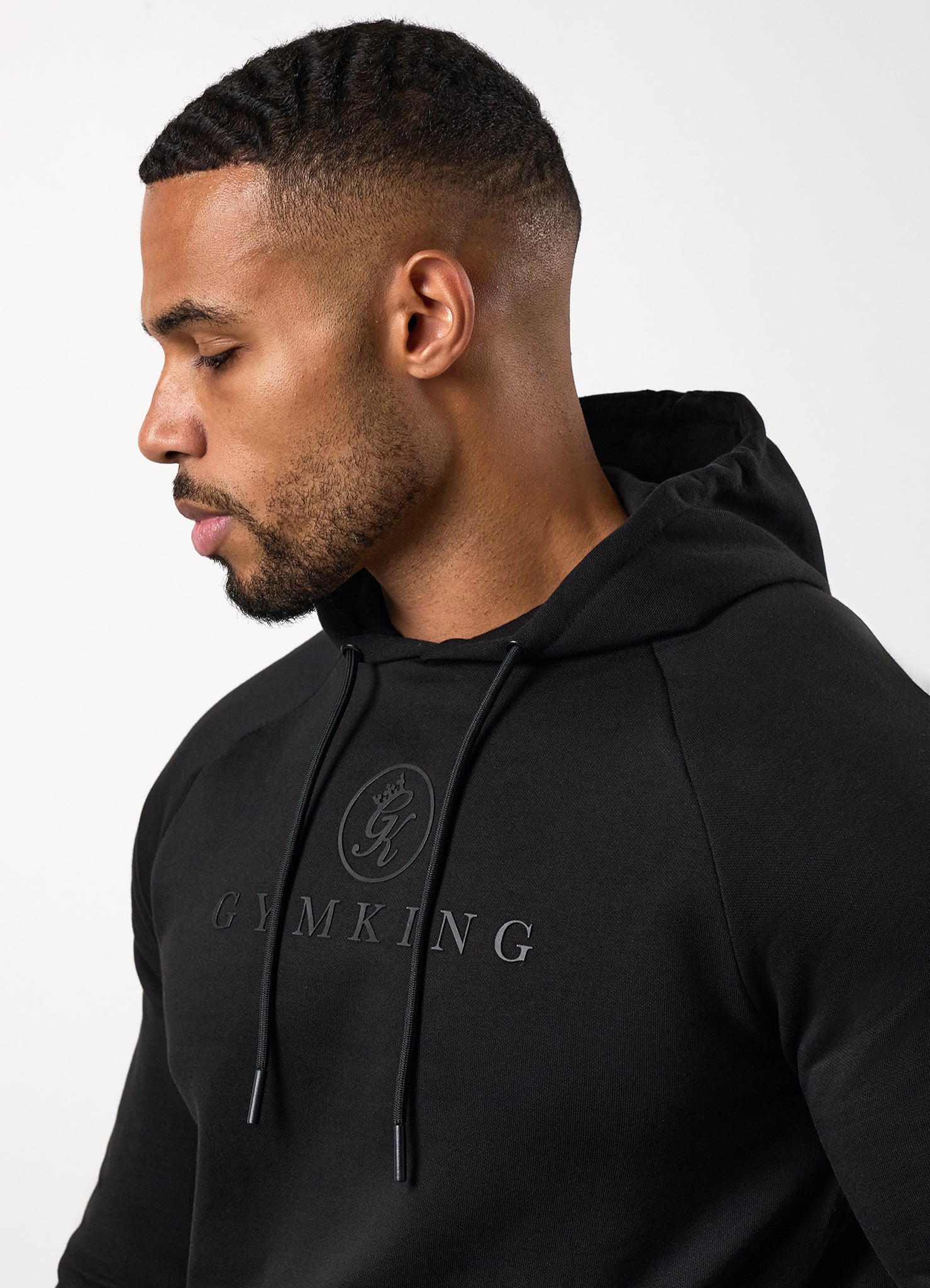 Gym King Pro Logo Fleece Hood Tracksuit - Black/Black
