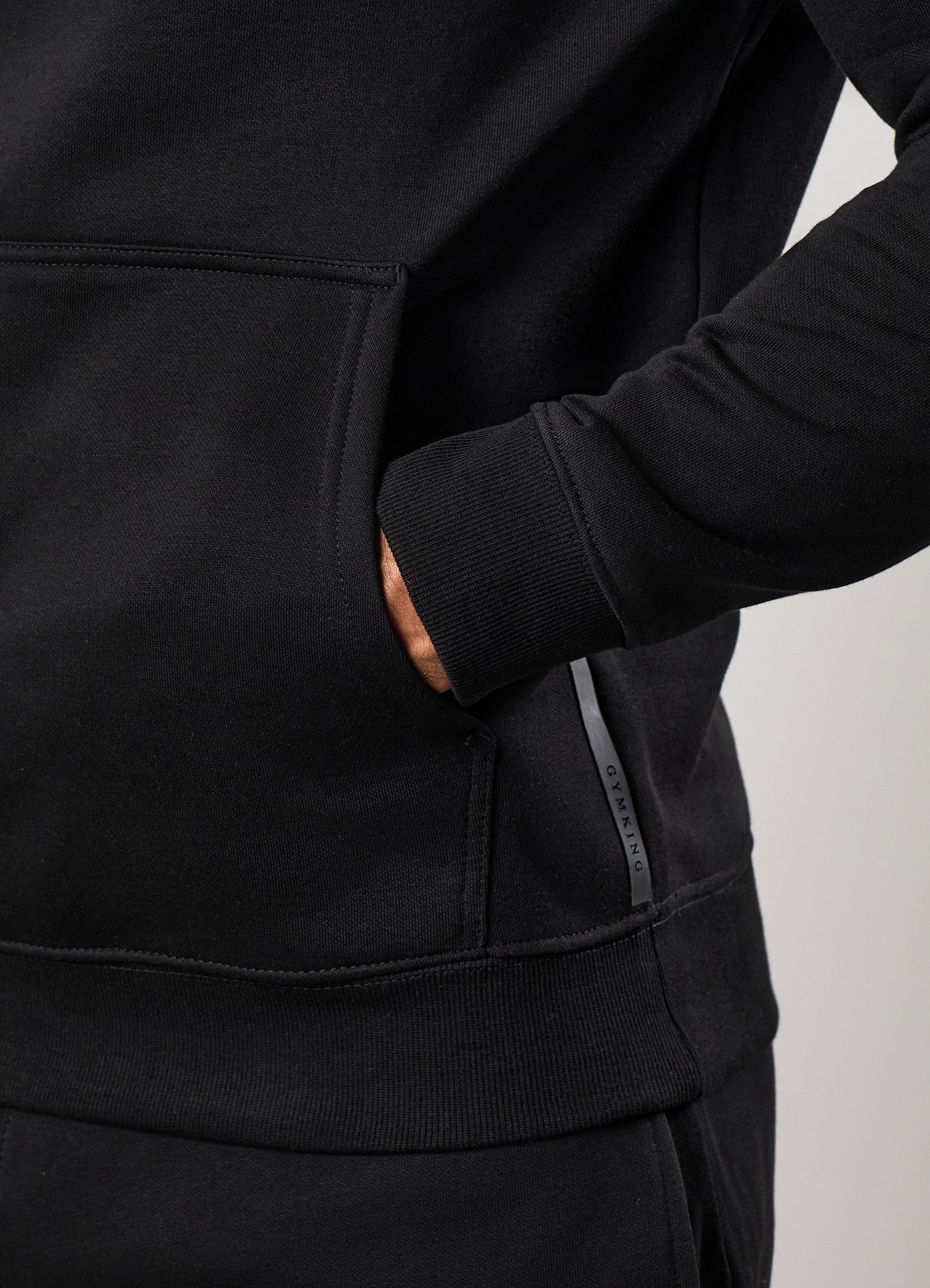 Gym King Pro Logo Fleece Hood Tracksuit - Black/Black