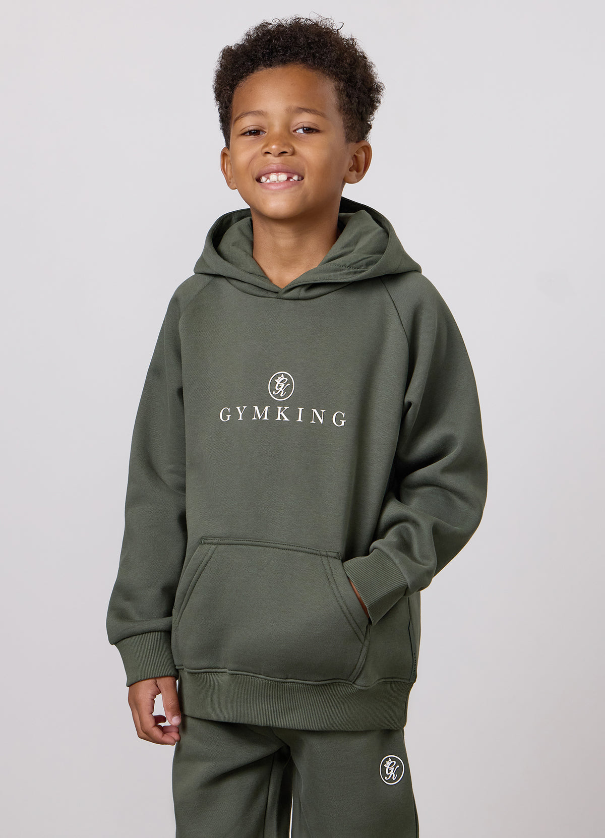 Gym King Younger Kids Pro Logo Hoodie - Dark Olive