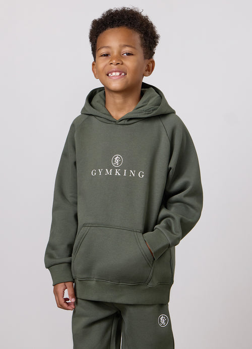 Gym King Younger Kids Pro Logo Hoodie - Dark Olive
