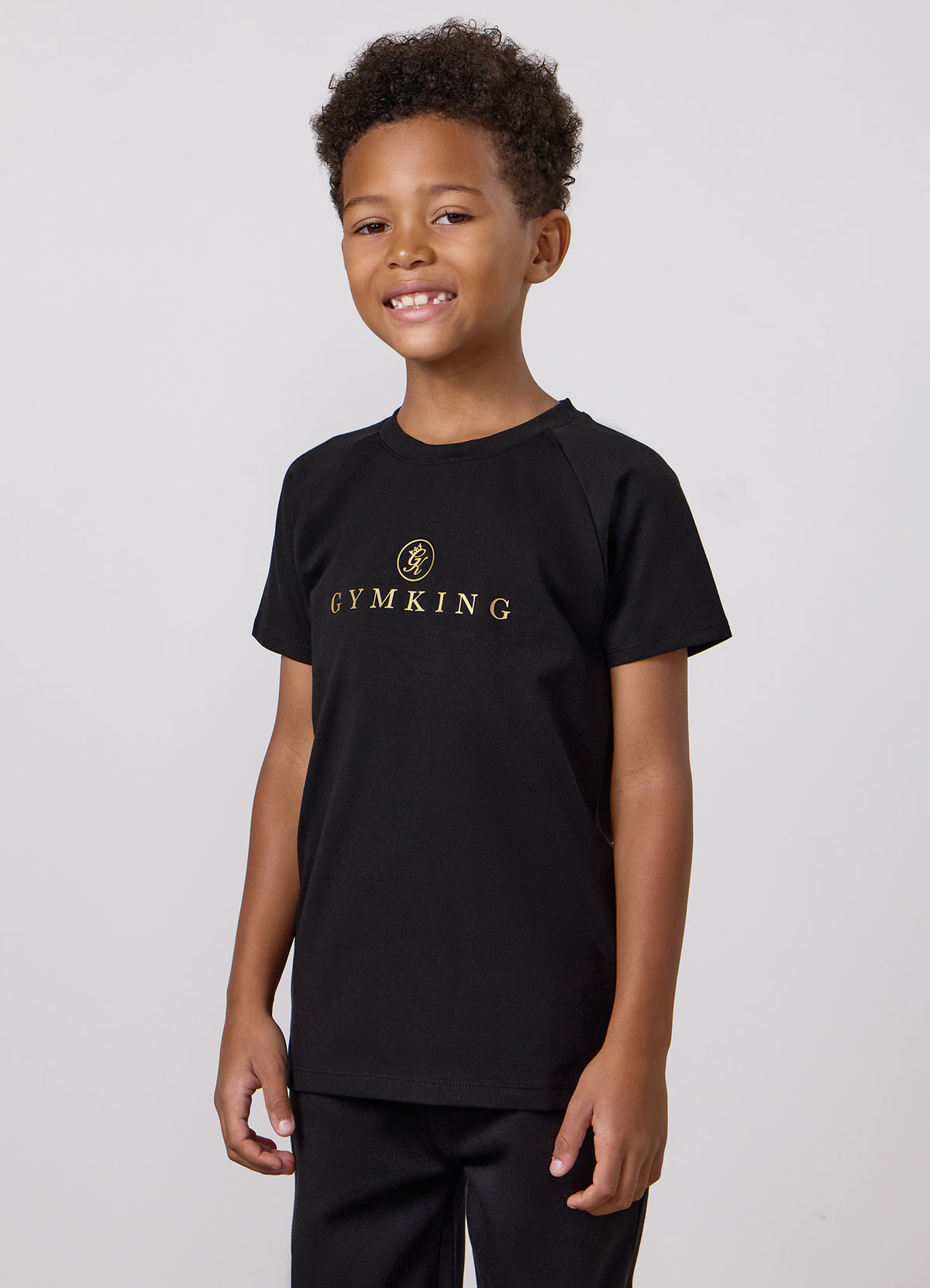 Gym King Younger Kids Pro Logo T-Shirt - Black/Gold