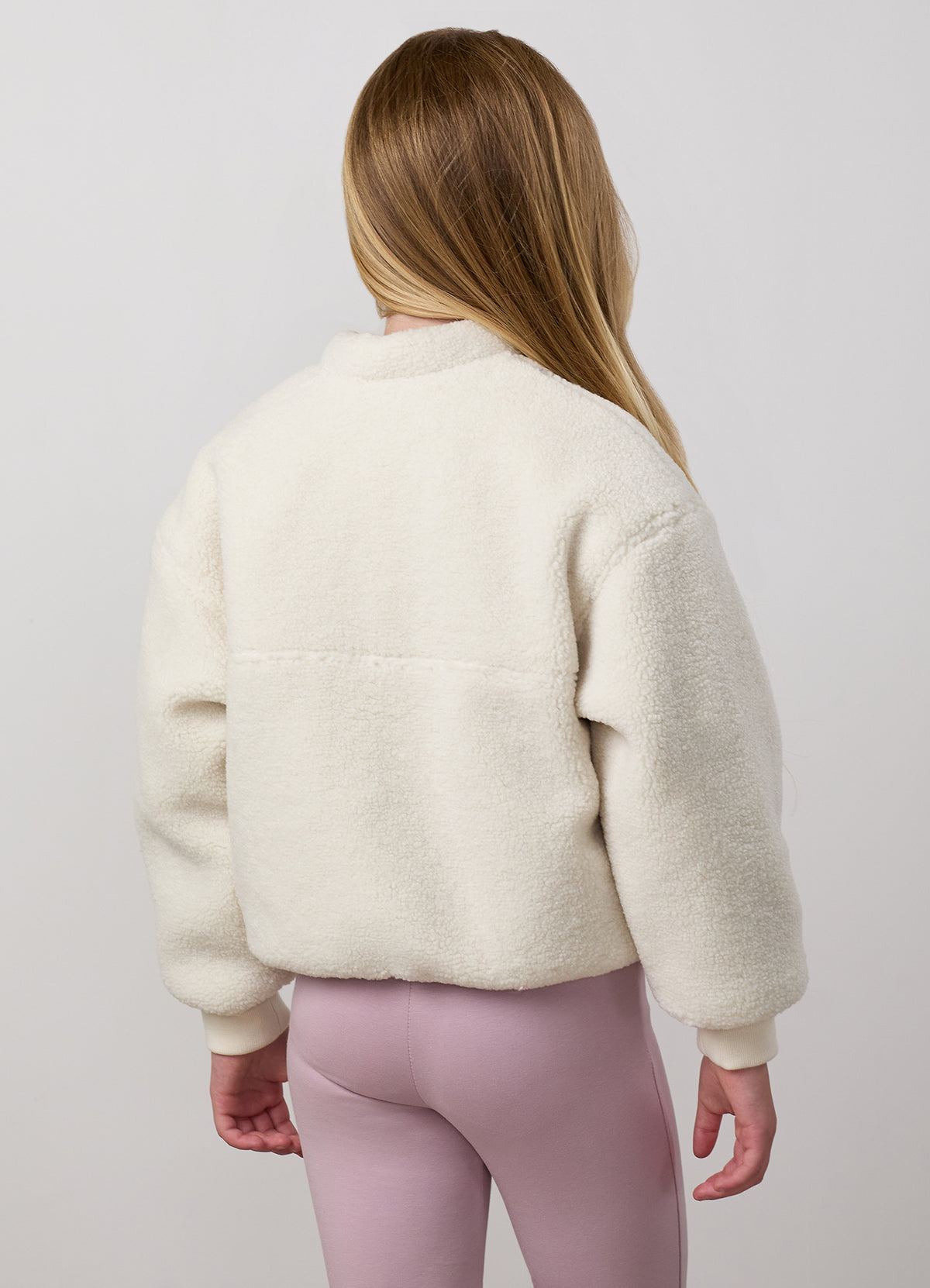 Gym King Younger Kids Puffer Borg Jacket - Cream