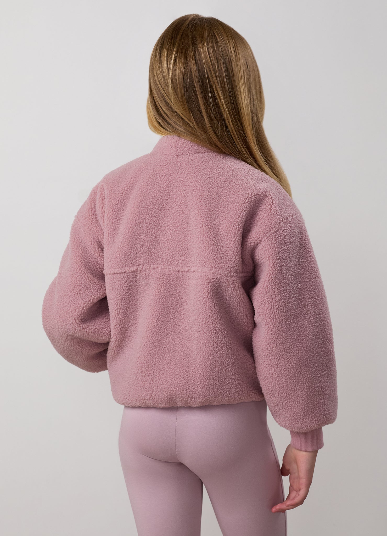 Gym King Older Kids Puffer Borg Jacket - Muted Mauve