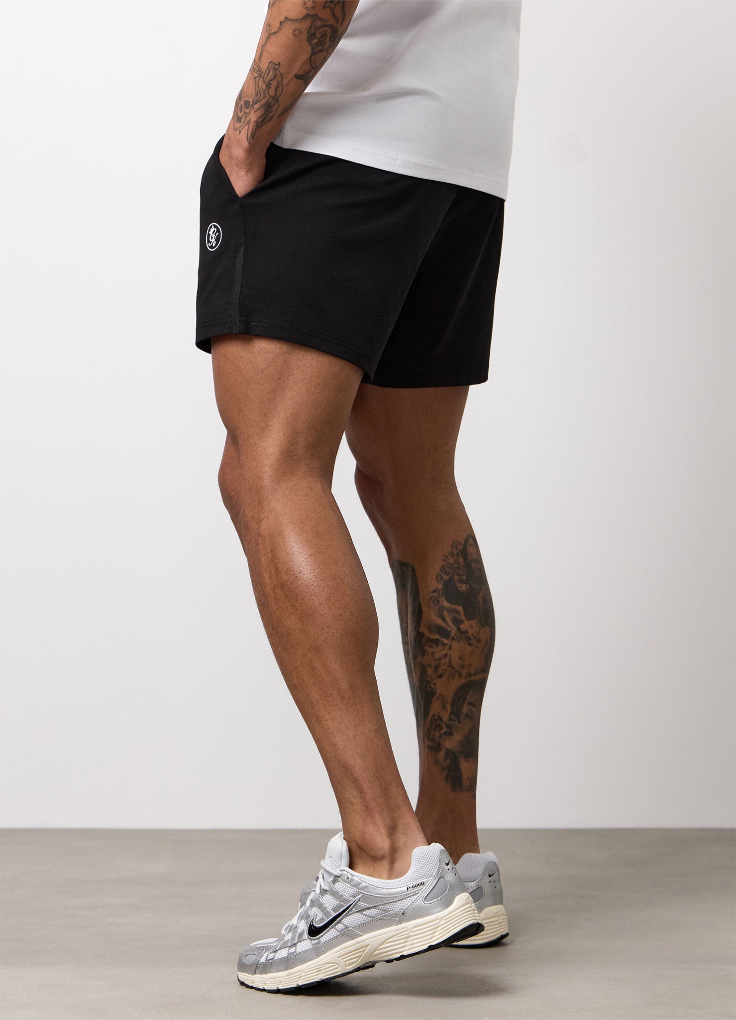 Gym King Pro Logo Jersey 6" Short - Black/White