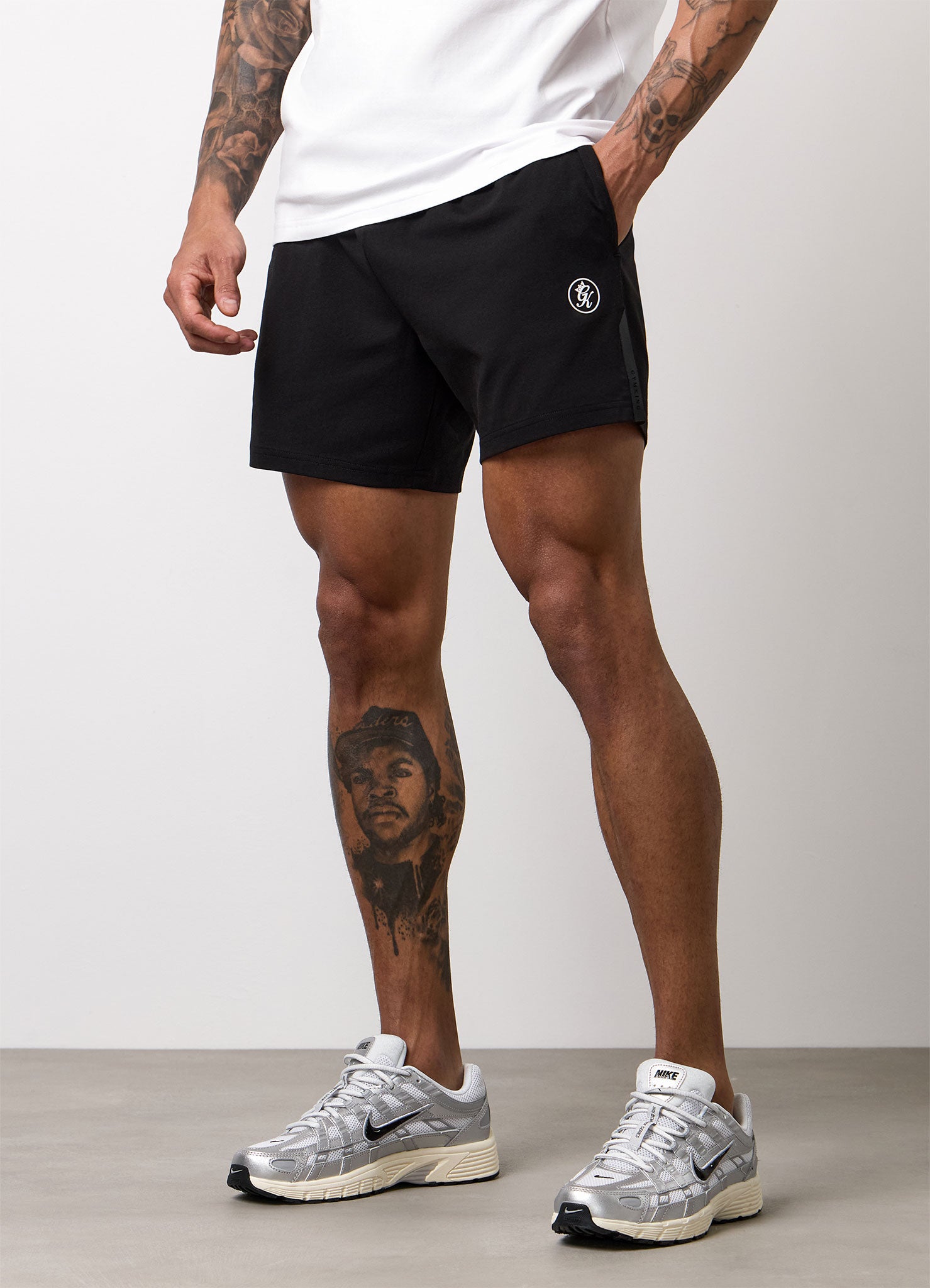 Gym King Pro Logo Jersey 6" Short - Black/White