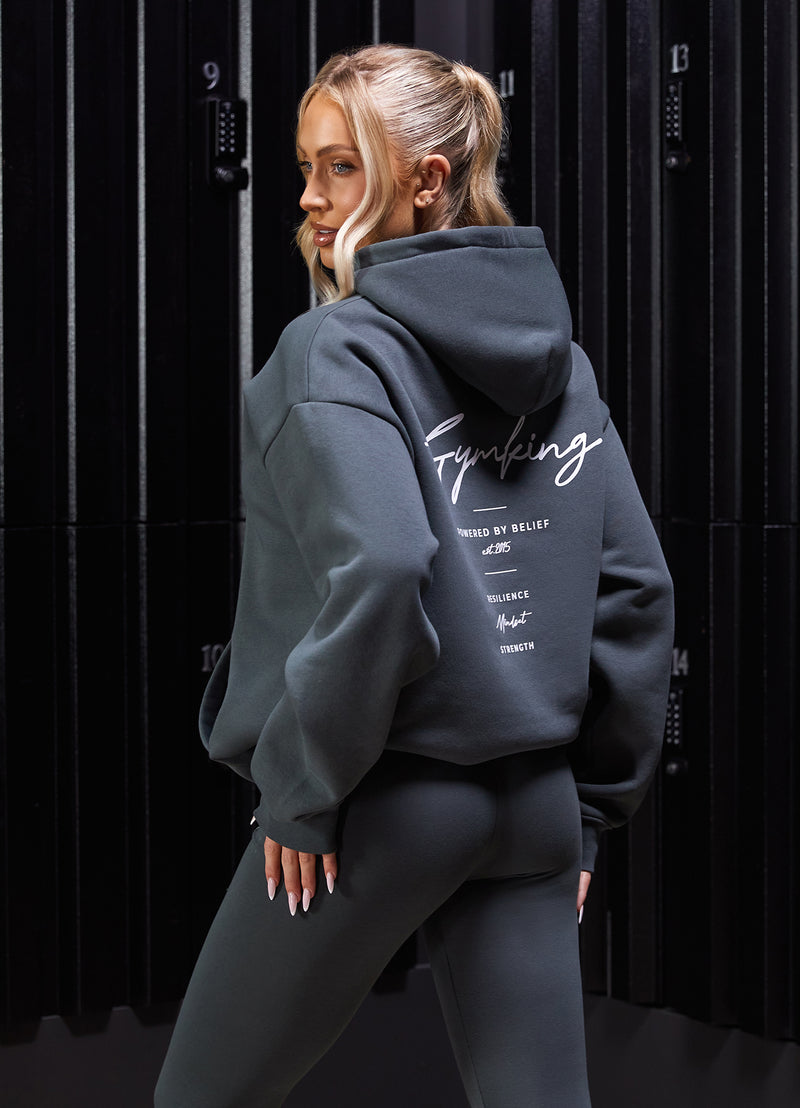 Gym King Reset Oversized Hood - Green Smoke