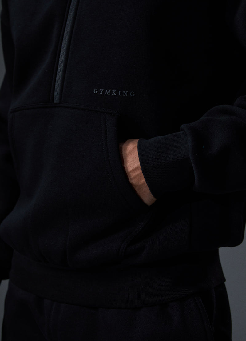 Gym King Alpha 1/2 Zip Hood - Black