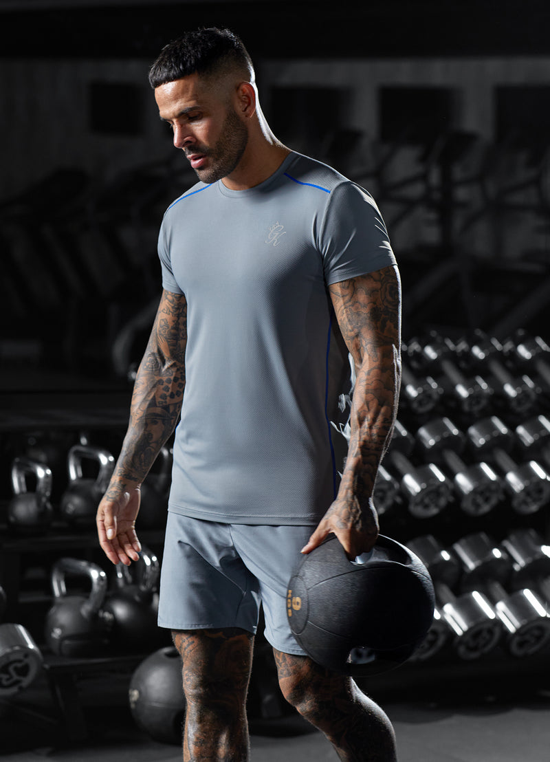 Gym King Flex Tee - Titanium Grey/Royal Blue