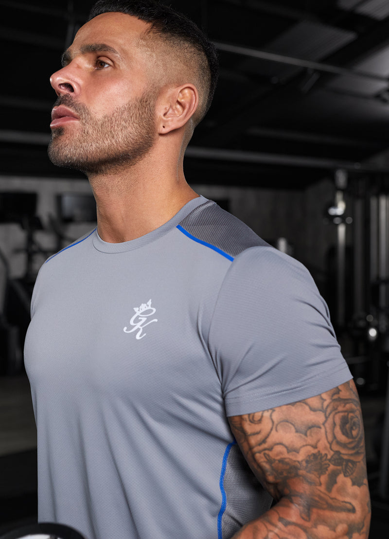 Gym King Flex Tee - Titanium Grey/Royal Blue