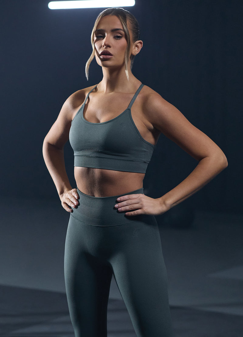 Gym King Sculpt Seamless Bra - Green Smoke