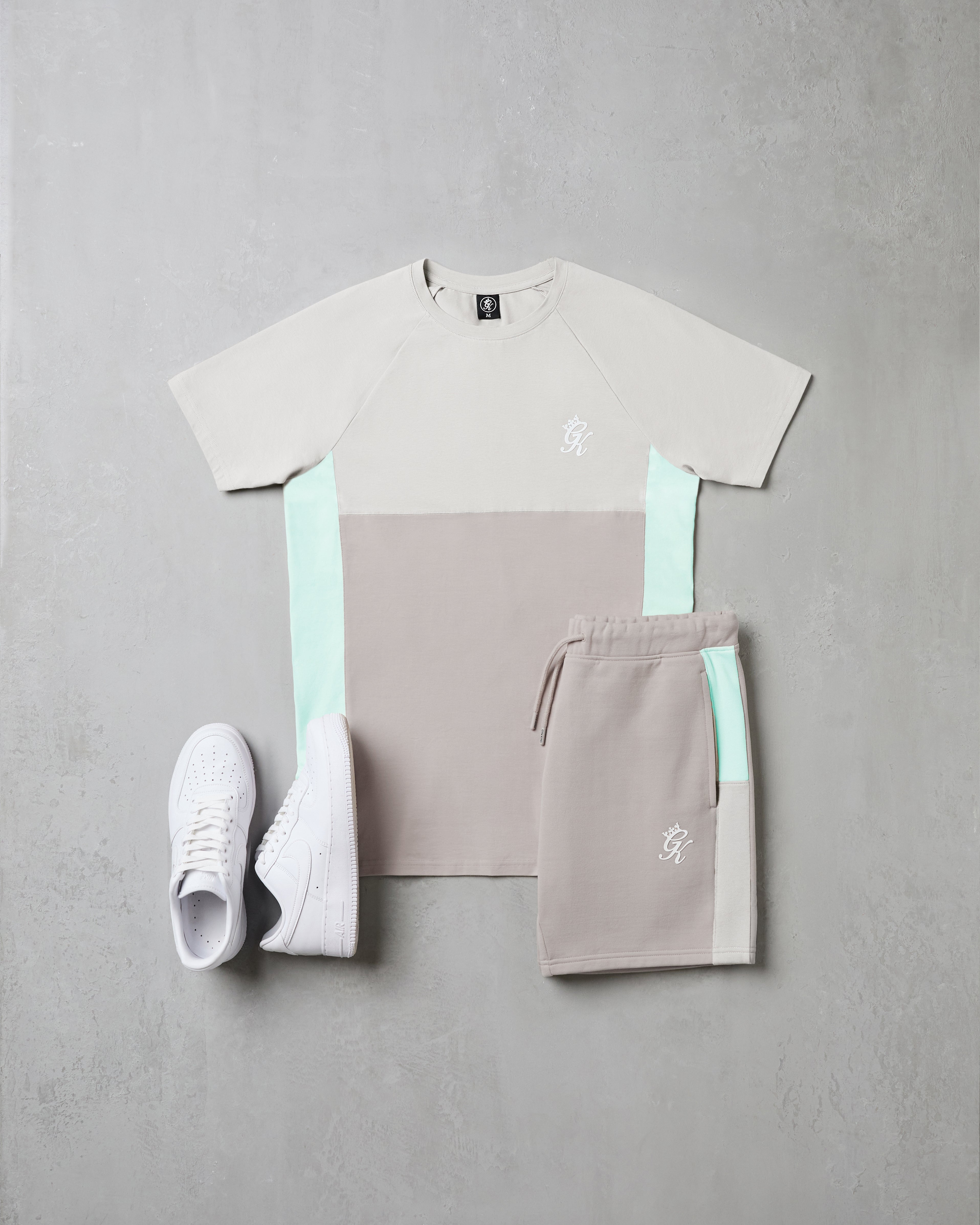 Gym King Contrast Panel Short - Urban Grey/Light Grey/Mint