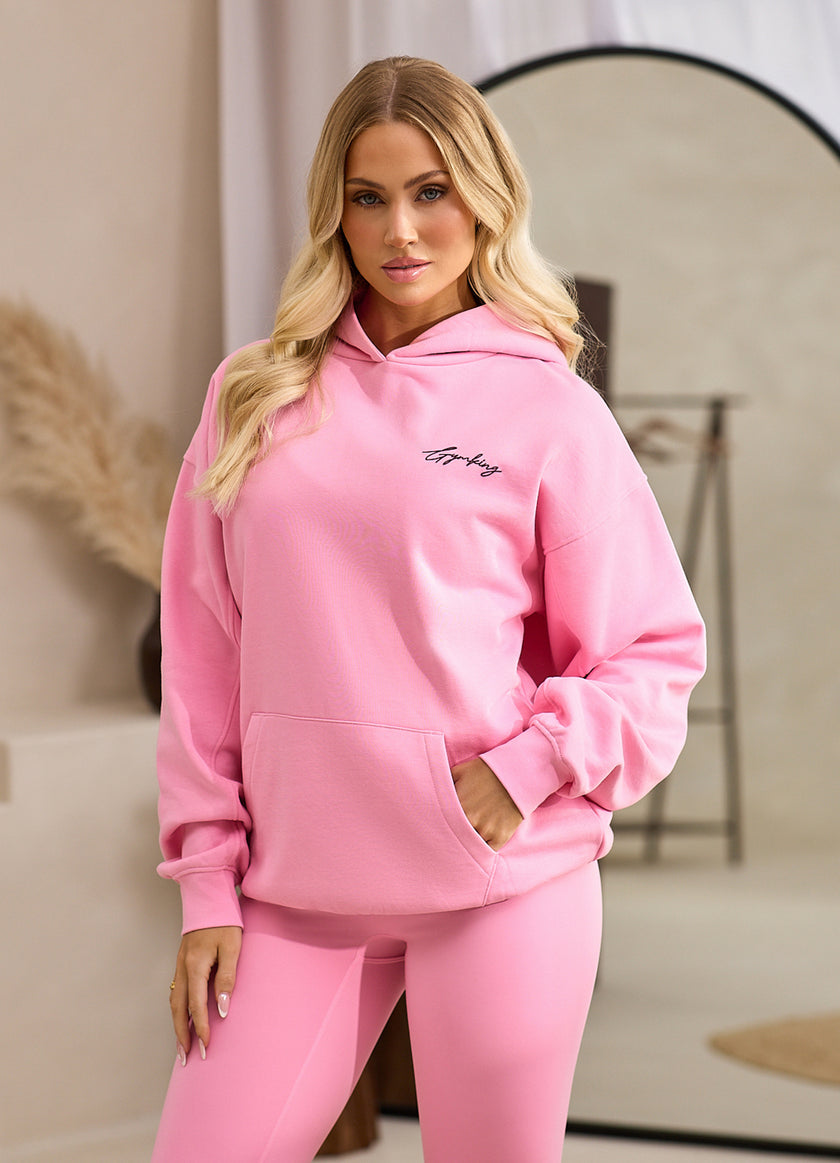 Gym King Script Mindset Hood - Candy Pink