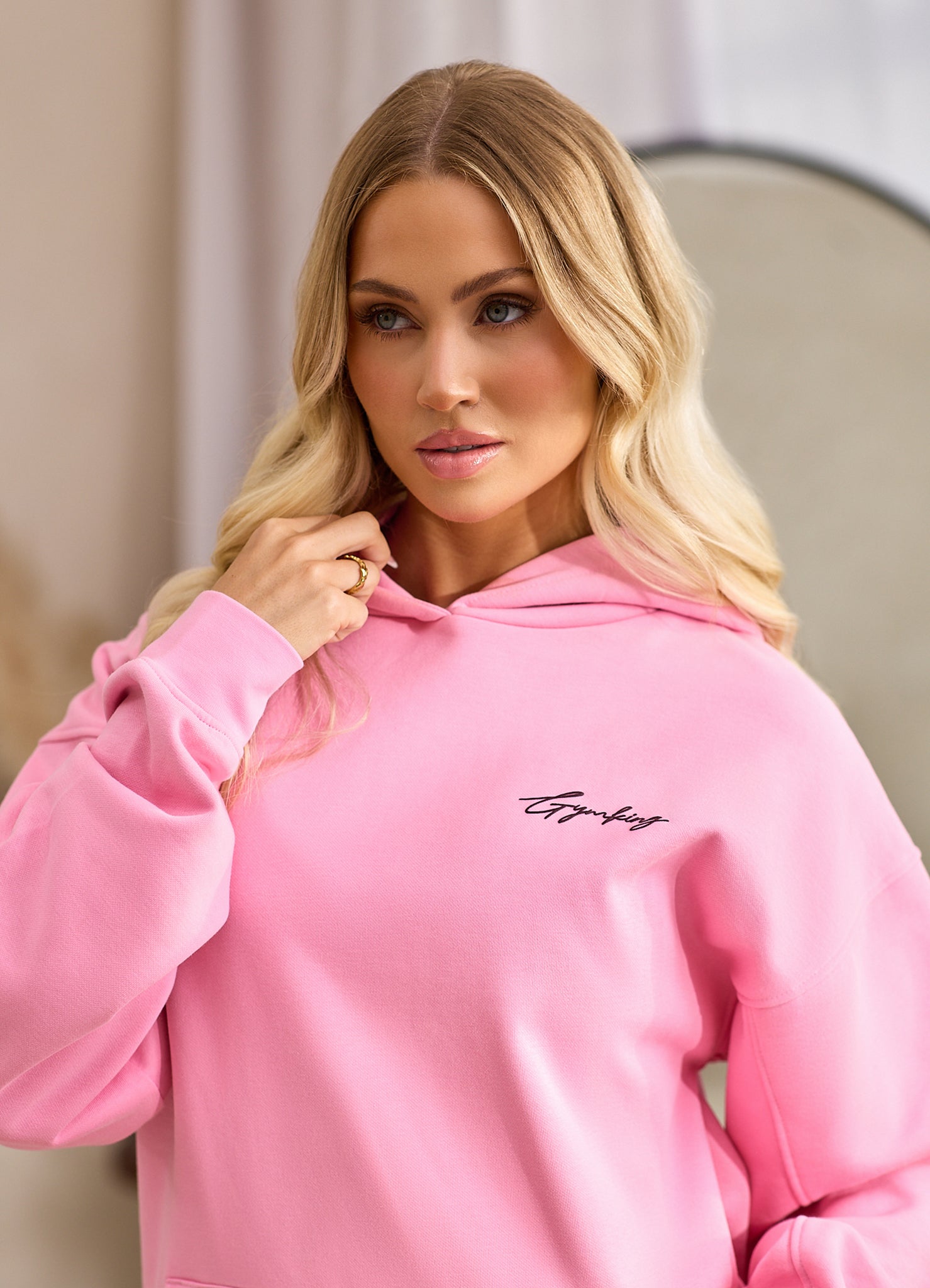 Gym King Script Mindset Hood - Candy Pink
