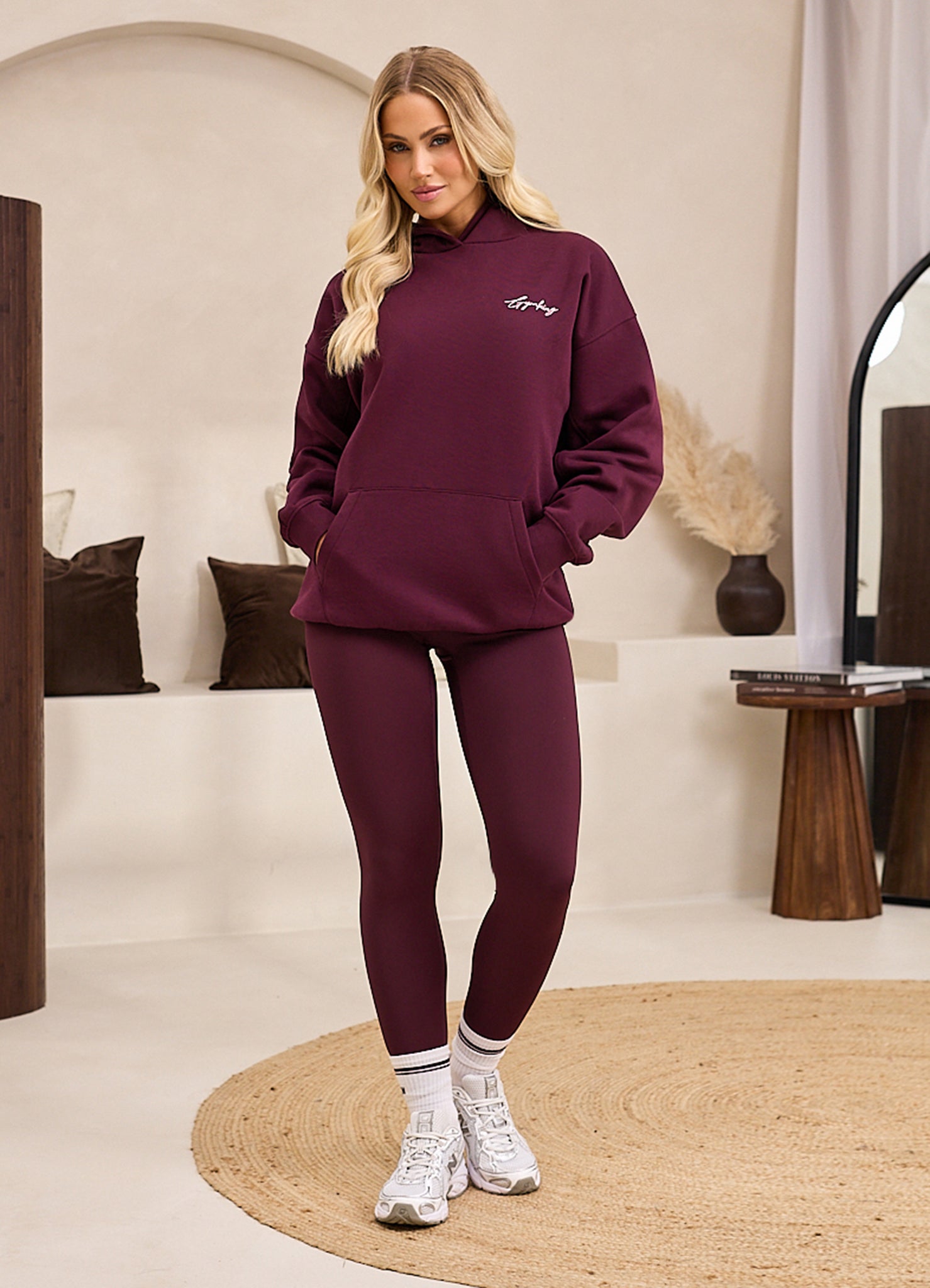 Gym King Script Mindset Hood - Dark Cherry