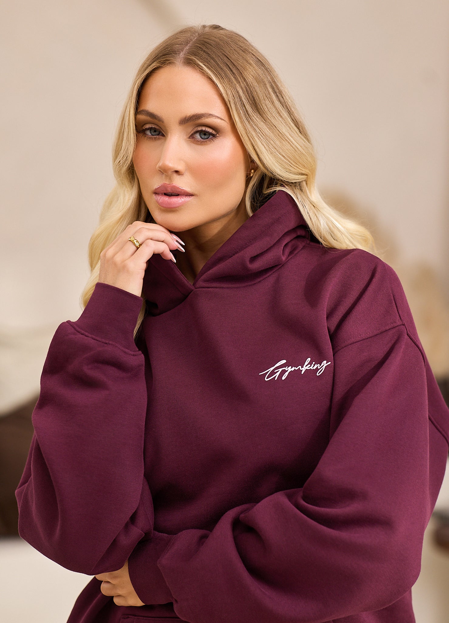Gym King Script Mindset Hood - Dark Cherry