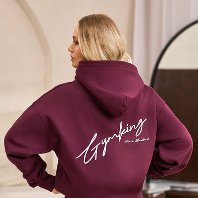 Gym King Script Mindset Hoodie - Dark Cherry