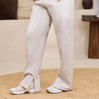 Gym King Script Mindset Straight Leg Jogger - Snow Marl