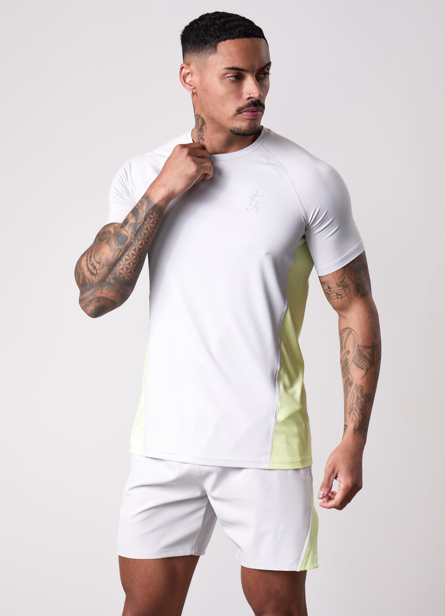 Gym King Flex 2.0 Tee - Light Grey/Sherbet Lime