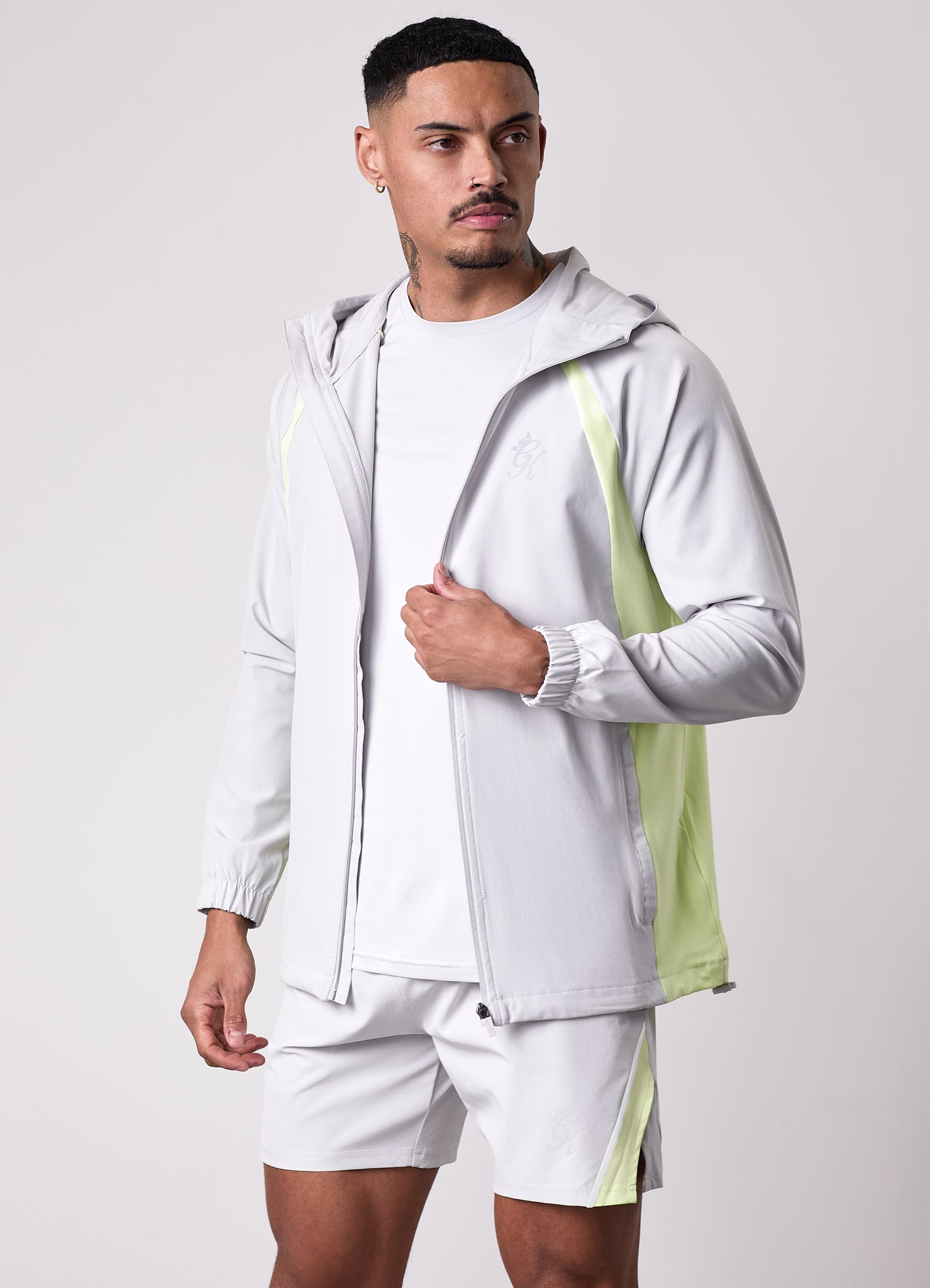 Gym King Flex 2.0 Woven Hood - Light Grey/Sherbet Lime