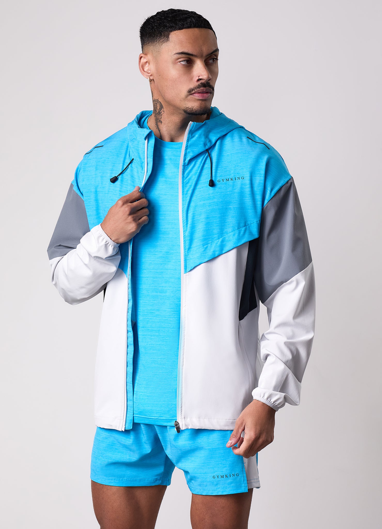 Gym King Vision Full Zip Hood Tracksuit - Portofino Blue