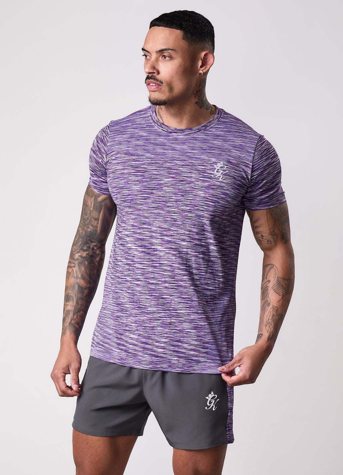 Gym King „Energy Seamless “-T-Shirt mit Space-Dye-Muster – Purple Haze Multi