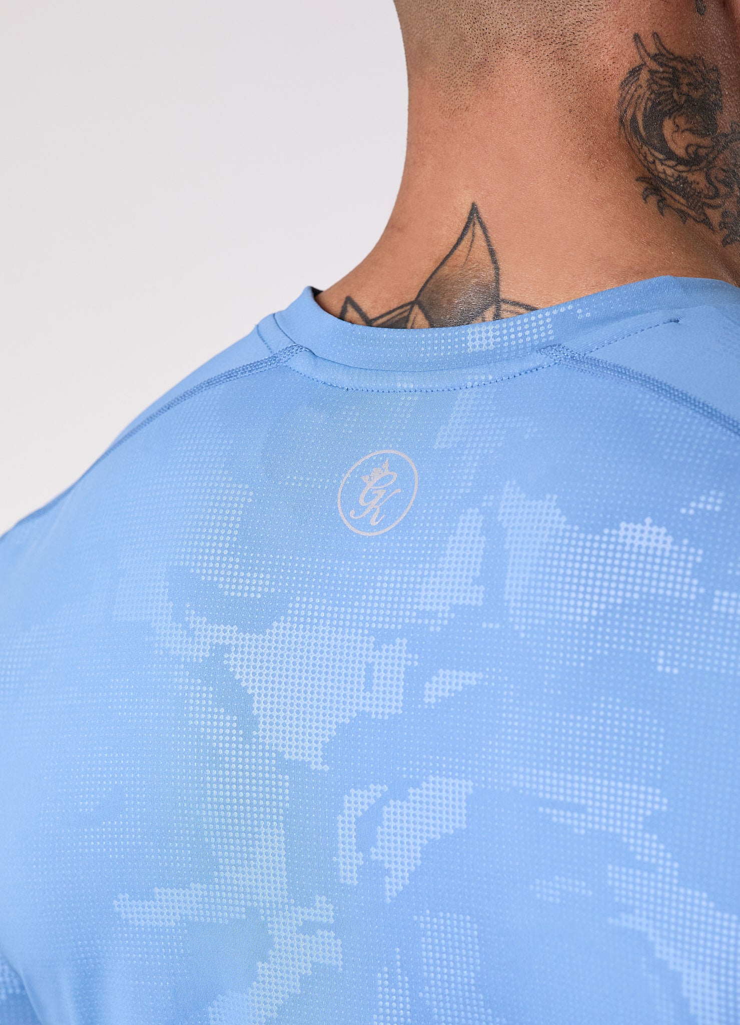 Gym King Debossed Camo SS Tee - Coastal Blue
