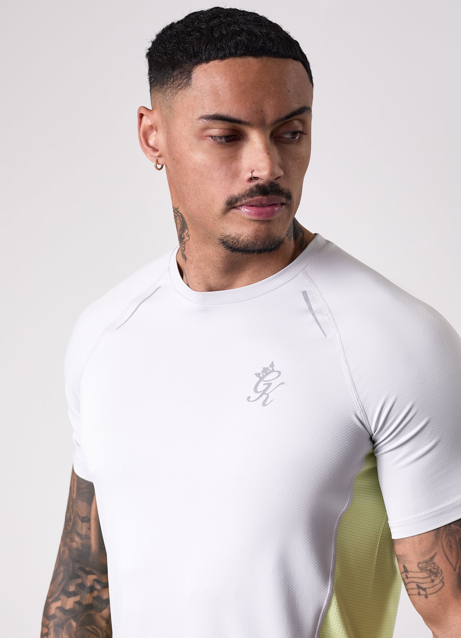 Gym King Flex 2.0 Tee - Light Grey/Sherbet Lime