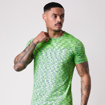 Gym King Energy Seamless Space Dye Tee - Lime/Navy Grindle