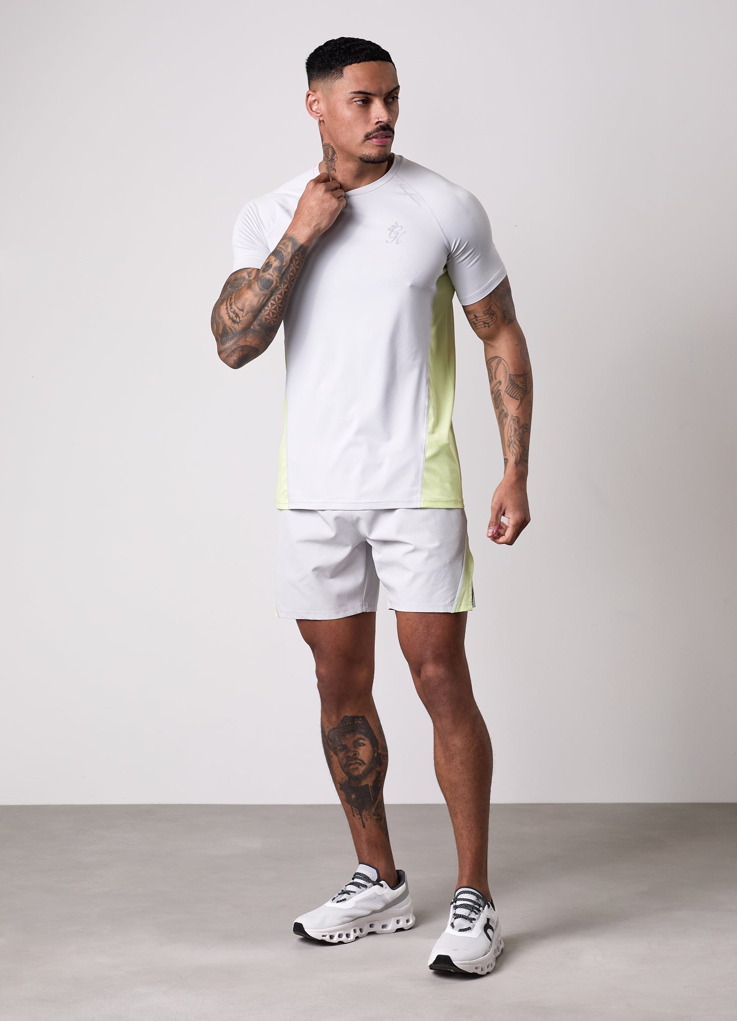 Gym King Flex 2.0 Tee - Light Grey/Sherbet Lime