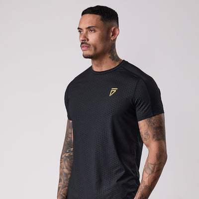 Gym King Fight Division Debossed Training Tee - Black/Gold