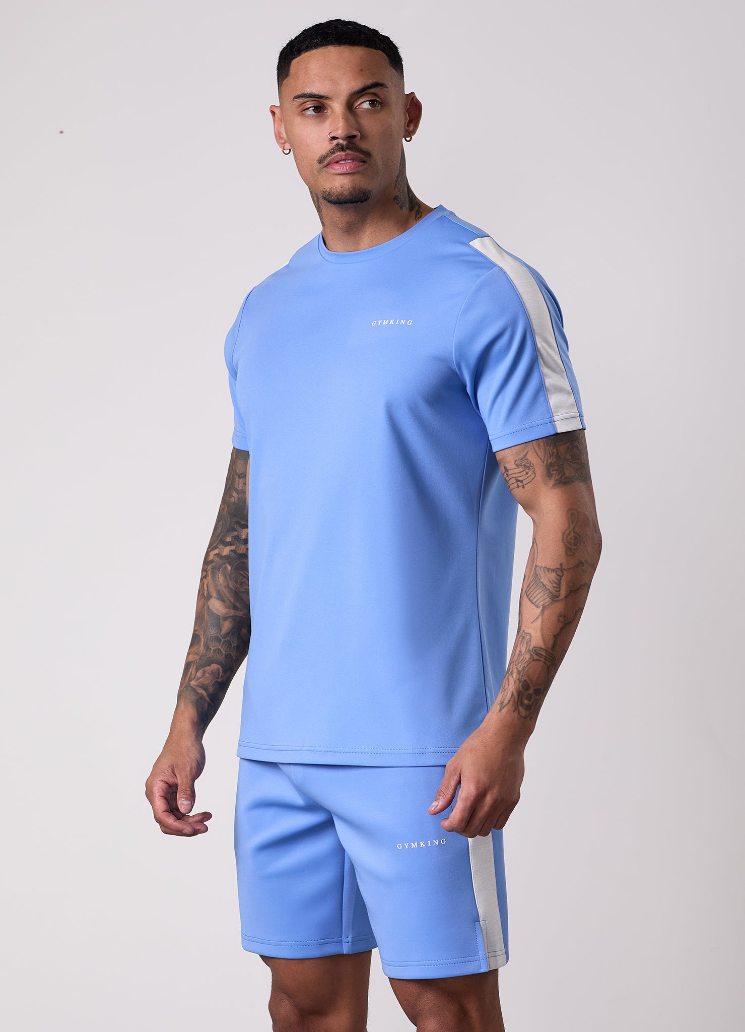 Gym King Core Plus Poly 2.0 Tee - Provence Blue/White