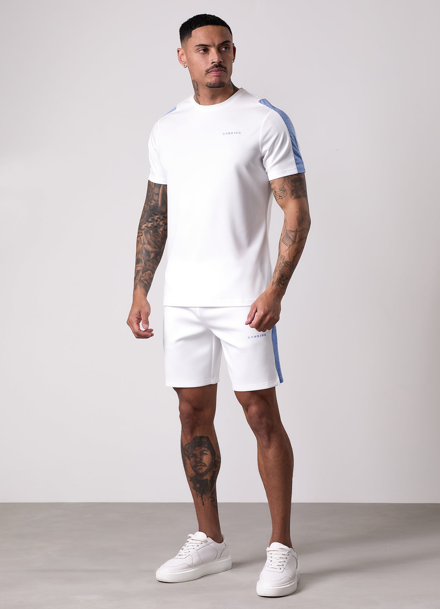 Gym King Core Plus Poly 2.0 Tee - White/Provence Blue