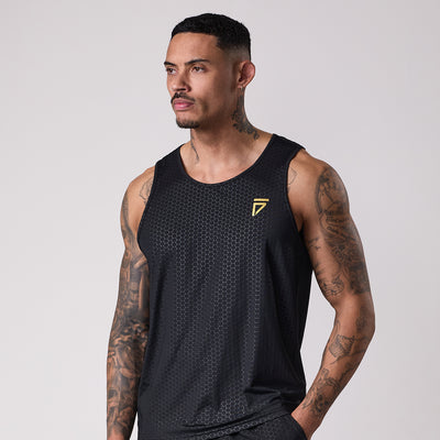 Gym King Fight Division Debossed Training Vest - Black/Gold