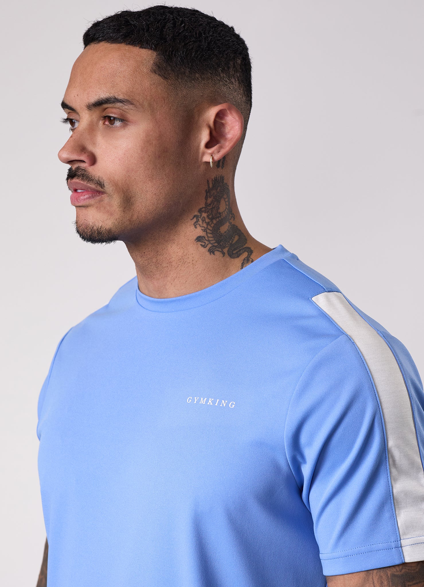 Gym King Core Plus Poly 2.0 Tee - Provence Blue/White