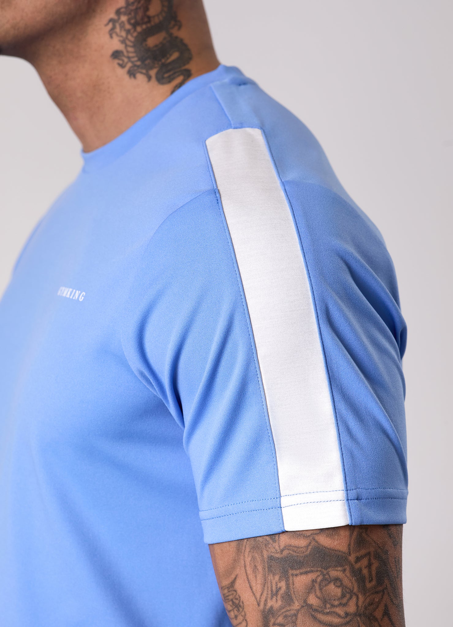 Gym King Core Plus Poly 2.0 Tee - Provence Blue/White