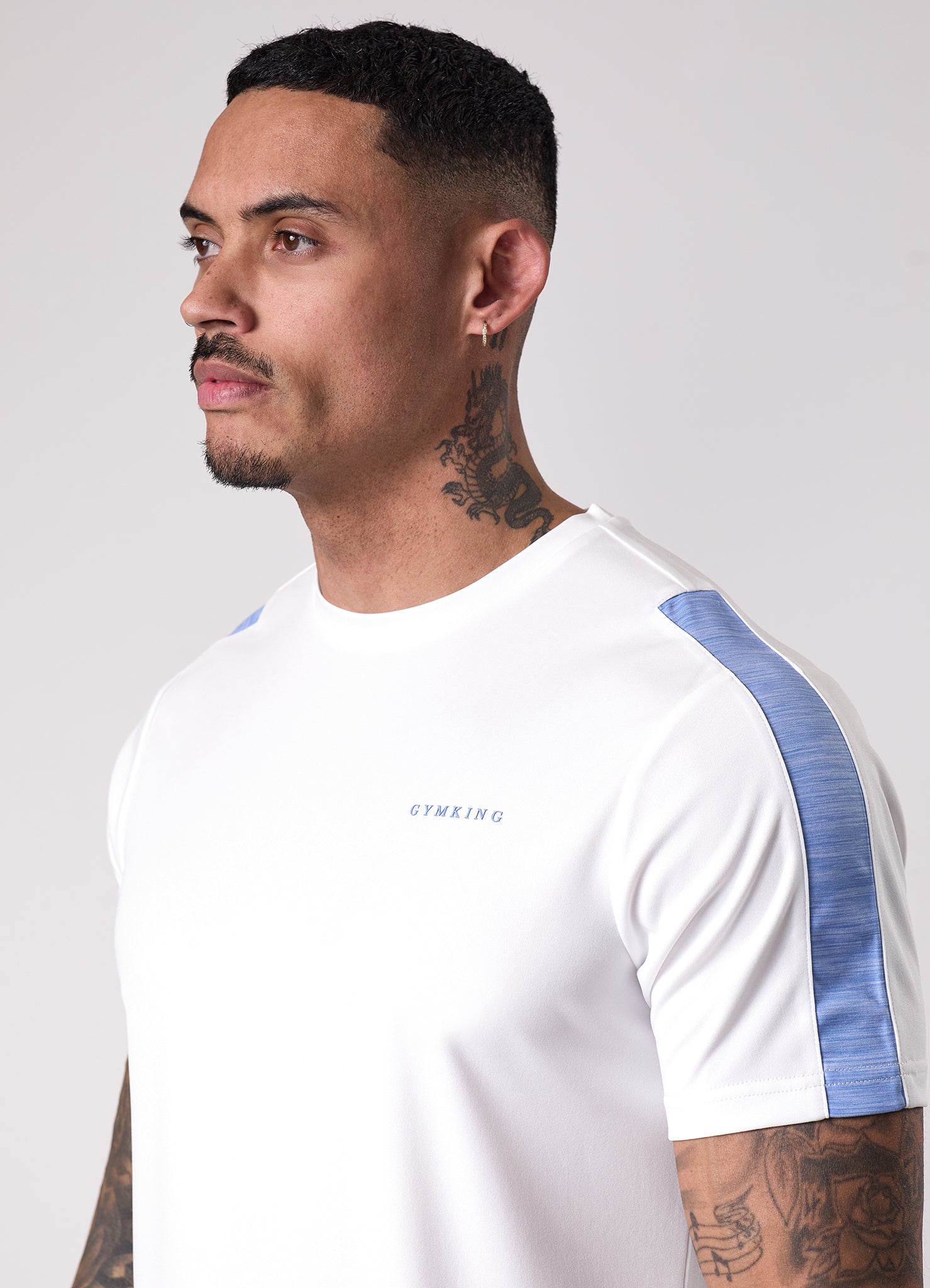 Gym King Core Plus Poly 2.0 Tee - White/Provence Blue