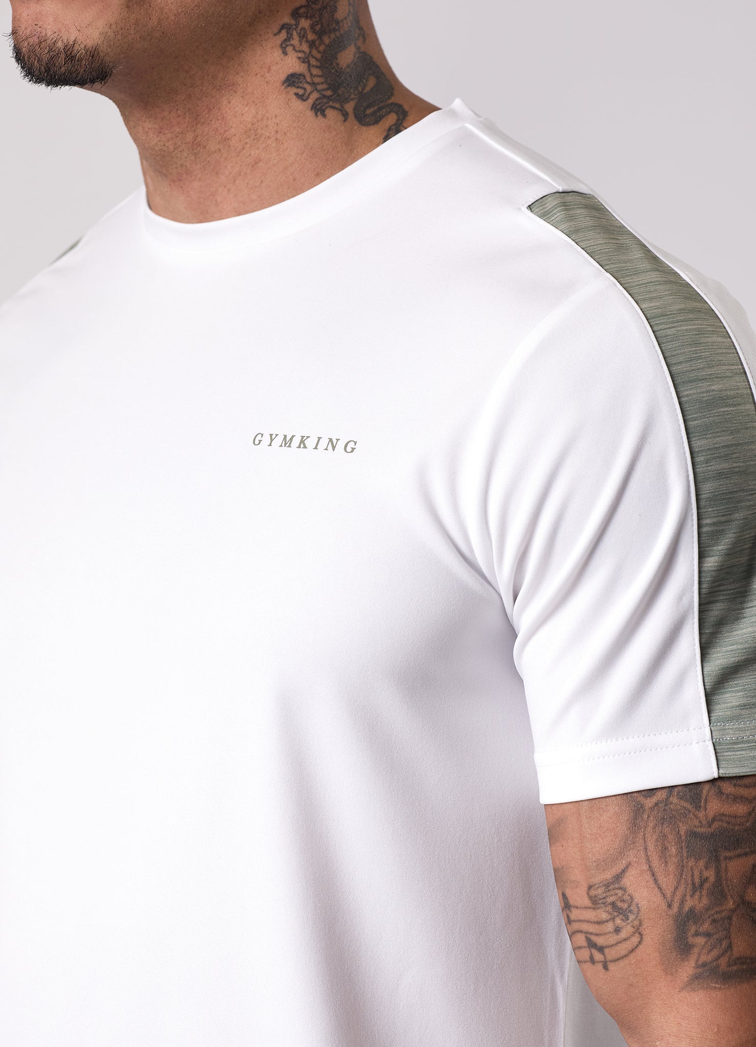 Gym King Core Plus Poly 2.0 Tee - White/Soft Khaki