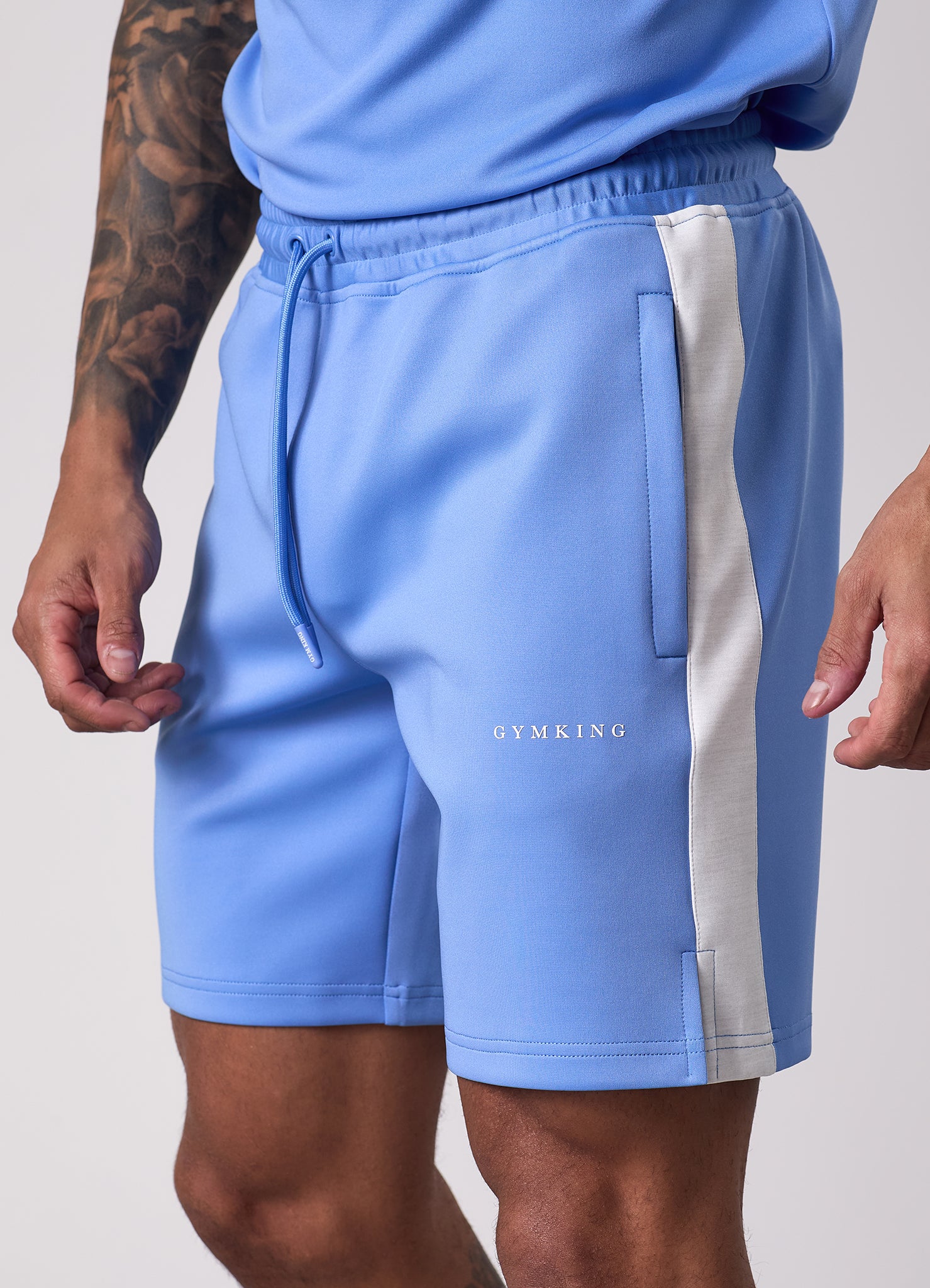 Gym King Core Plus Poly 2.0 Short - Provence Blue/White