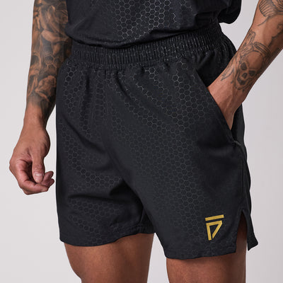 Gym King Fight Division Debossed Training 5" Short - Black/Gold